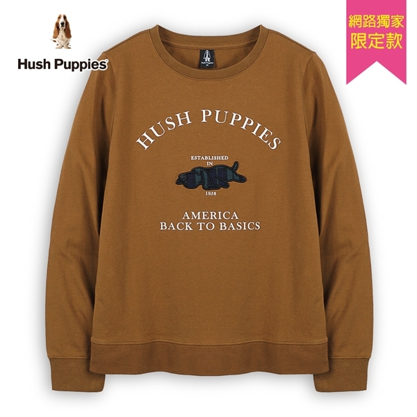 Hush Puppies T恤 女裝素色簡約格紋趴趴狗長袖T恤