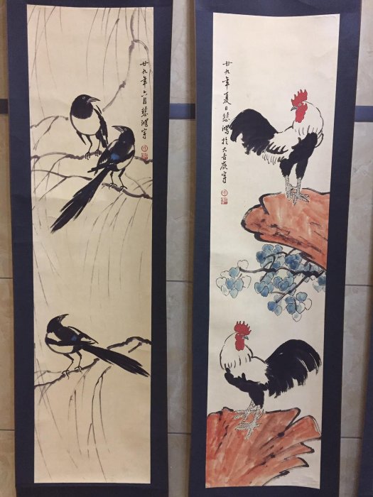 嚴選徐悲鴻花鳥四條屏國畫，宣紙創作，尺幅精細，原裝真跡推薦花鳥四條
