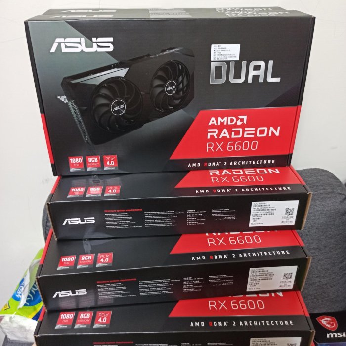 ASUS華碩AMD RX6600 DUAL 8G顯示卡-2022年3月購買已註冊原廠保固
