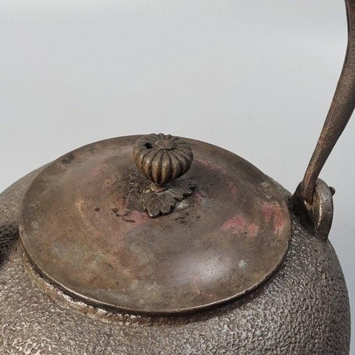 K176 光玉堂 造 印在身 鉄瓶 銅蓋 在銘 湯沸 時代煎茶道具 急須 1円