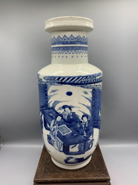 康熙年制青花人物故事棒槌瓶嚴選古瓷收藏品老物件瓷器青花瓷古董