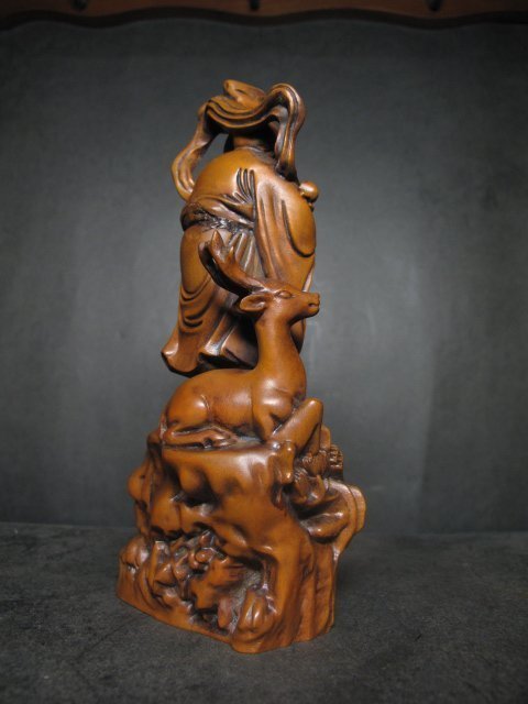 黄楊木 木彫り  純手作り.福禄寿 Q版O 黃楊木精雕作品【福祿壽仙翁套組】 - 石至名歸