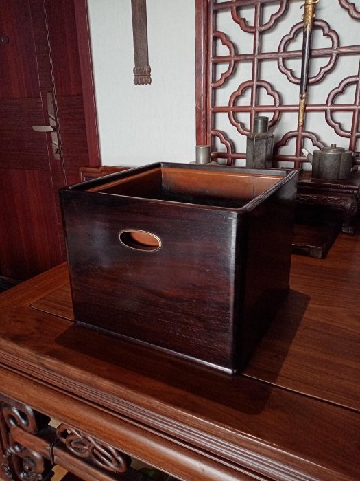 可議價【二手】日本電爐，中古電爐，稀有紫檀木火缽，日本電爐絕配火缽 唐木 （ 紫檀 ）四方 火鉢2654【古韻閣】