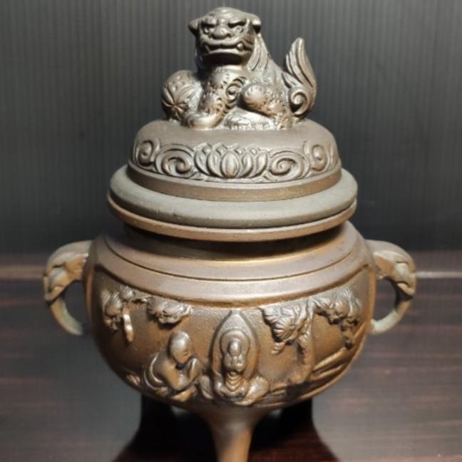 古銅器 秘藏 清・代熏香爐 天祿神獸 招財祥瑞 風水置物】 中國