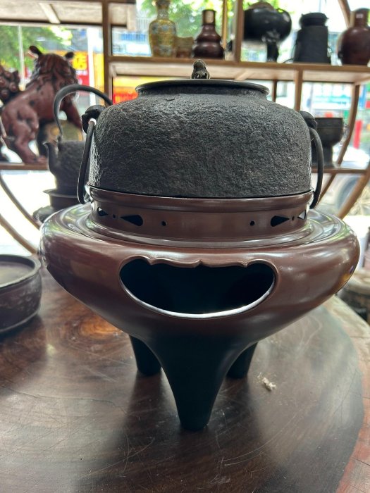 銅鑼　唐銅風爐師　宗喜 茶道具 風炉 唐銅風炉 唐銅 唐金 面取風炉 尺一 茶道 : 茶道具