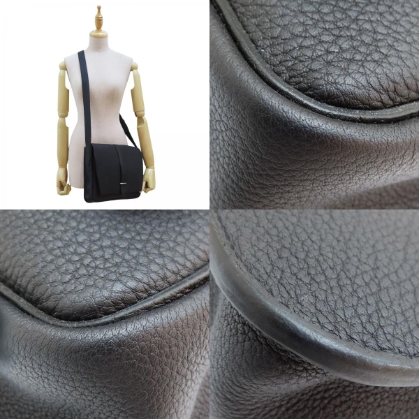 二手名牌BRAND OFF】HERMES 愛馬仕黑色Togo牛皮Steve light junior 肩