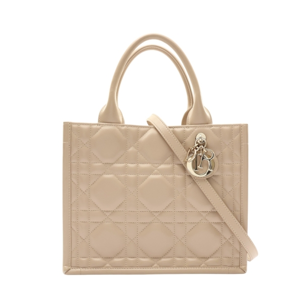 Dior 迪奧 Small Book Tote 兩用包 米色 Macrocannage 牛皮 M1325OWHP 【二手名牌BRAND OFF】