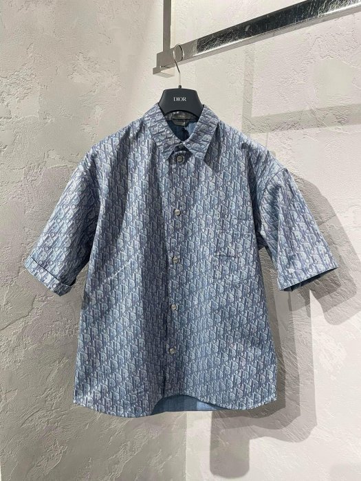 HJ國際精品館25春夏DIOR 593D593A3016 Dior Oblique 圖案短袖襯衫