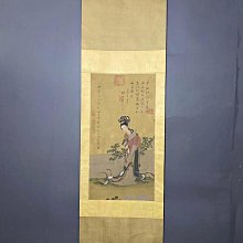 仇英三尺中堂畫仕女圖純手繪畫老絹布畫畫工細膩材質絹布實物拍攝一物一