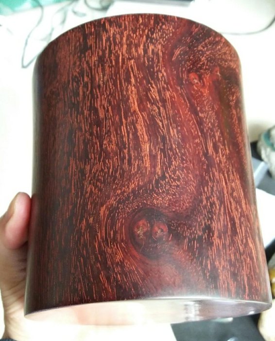 筆筒 紫檀 印度小葉紫檀筆筒紅木老料純手工高油密筆筒文房收藏