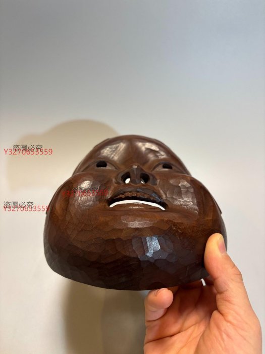 URA]木彫能面『天狗』⁄12-12-108 逸品 在銘 江黒亮声 造 木彫