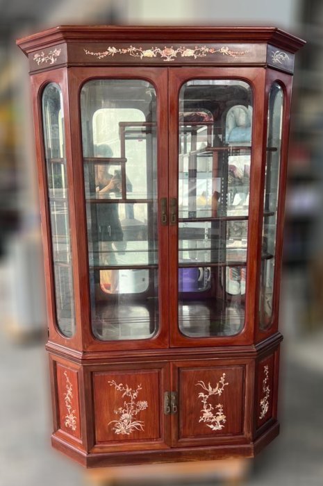 台中二手傢俱推薦 樂居全新中古家具 電器 E0405AJ*紅木玻璃展示櫃*梳妝台 鏡台 沙發 餐桌 新竹台北桃園基隆