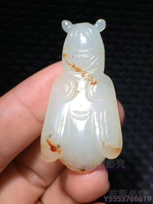和田玉古玉白玉蟬掛件玉質溫潤細膩雕工精致蟬形生動造型優美頭部圓潤