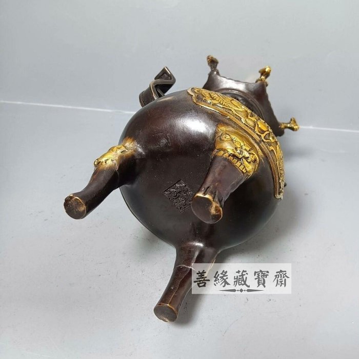 黃銅太上老君煉丹爐雙龍戲珠三足鼎家居供奉擺件熏香爐招財開運佛教道教