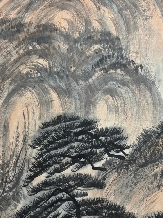 代號SH176《傅抱石山水》帶側題跋四尺近代手繪材質：宣紙畫心裝裱尺