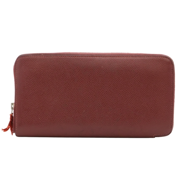 HERMES 愛馬仕 紅色 Epsom牛皮 Silk In 拉鍊長夾 口Q刻 【二手名牌BRAND OFF】