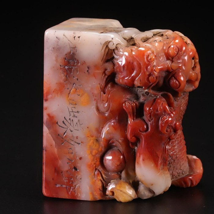 良渚石器壽山石印章尺寸：8.3x5.2x7.3cm重647克舊藏古董古玩【愛藏