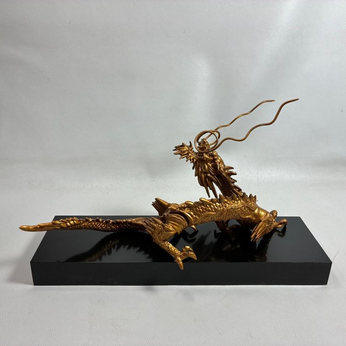 銅　龍置物 藏舊尋寶屋】老日本高岡銅器藝術家村田宏製作的「昇龍」銅製置物附底座