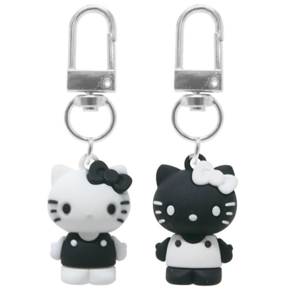 【震撼精品百貨】Hello Kitty 凱蒂貓~日本Sanrio三麗鷗 KITTYPVC造型公仔吊飾2入組-黑白*62036