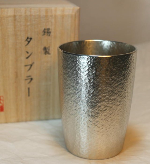 OSAKA SUZUKI~日本製造~tb3~大阪錫器~16-6-1~錫杯~300ml~錫製品~桐木箱