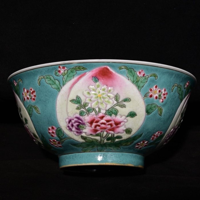 清康熙年制琺瑯彩花卉紋碗，高7×15.5厘米??60038716禦窯、 青花、古玩