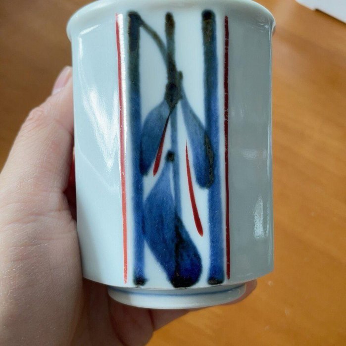 日本回流手寫底款手描青花主人杯中古瓷器手工繪製青花茶杯茶道器具復古