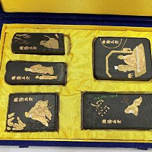 清代老墨】【精品廉售】古墨五老圖徽州老胡開文金彩{手巻墨套墨}老古墨