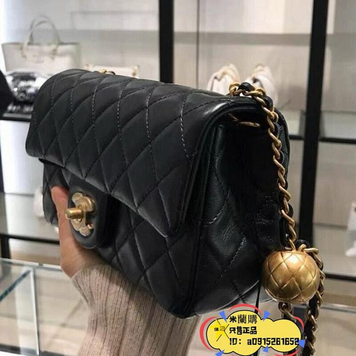 CHANEL 香奈兒 金球CF 20cm 鏈帶包口蓋包 羊皮 斜挎包 AS1787單肩包二手