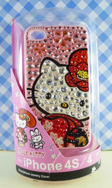 【震撼精品百貨】Hello Kitty 凱蒂貓~HELLO KITTY iPhone4貼鑽手機殼-粉和服