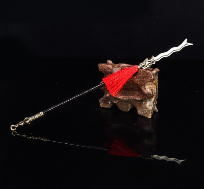 現貨- 送刀架】『 丈八蛇矛- 張飛（紅纓版）』22cm 刀劍槍武器兵器模型