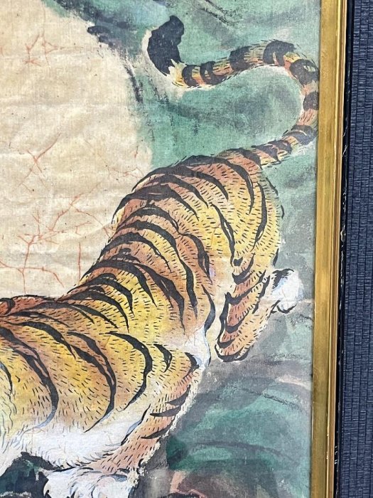 猛虎 虎嘯山林 掛軸 老虎掛畫猛虎下山畫虎嘯山林圖裝飾畫上山虎客廳玄關