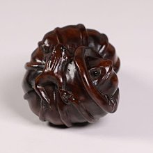 青蛙根付吉昭卷貝木製提物雕刻| Yahoo拍賣