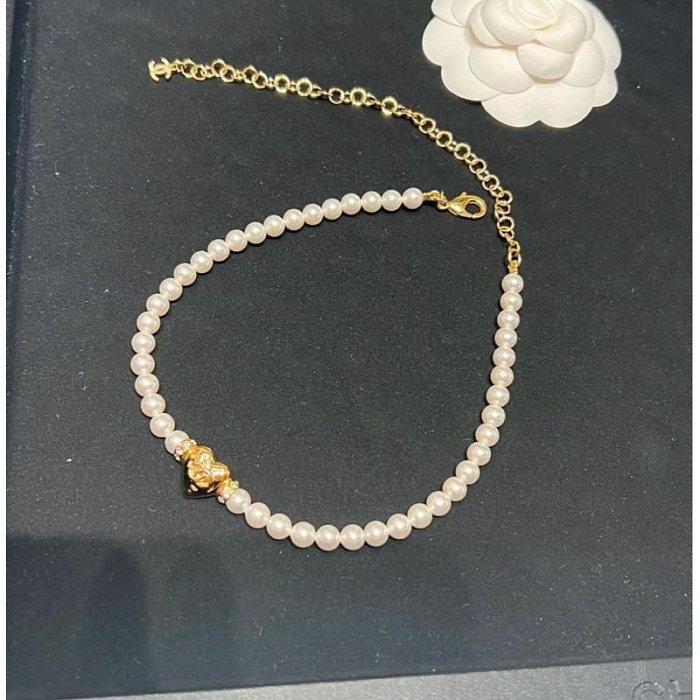 1106💛❤️28990香奈兒 Chanel 24p 愛心珍珠項鍊 choker 頸鍊