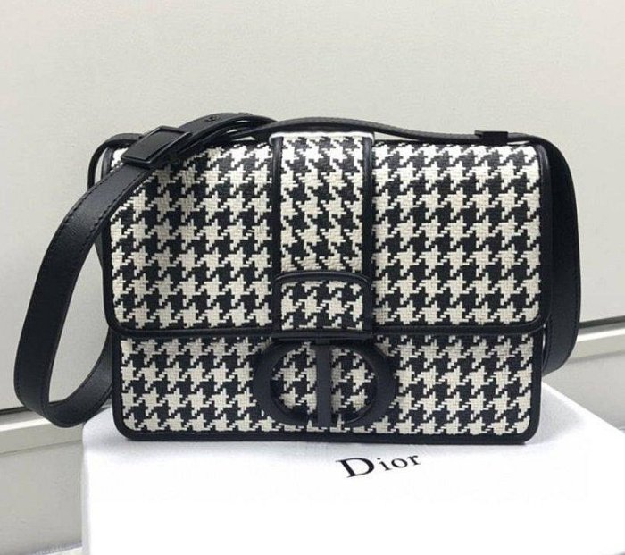 Dior 30 Montaigne️ 限量 黑白 皮革 編織 千鳥格 蒙田包 斜背包 現貨