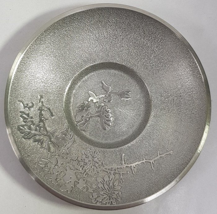 純錫 茶托 純錫圓式茶托 5枚組 秦蔵六作 四君子霊芝 茶器