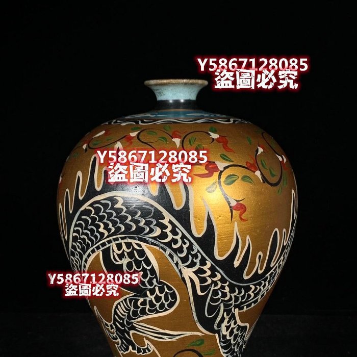 宋汝窯青龍寺御制款彩繪龍紋梅瓶，高29直徑14cm，400287 官窯汝瓷瓷器