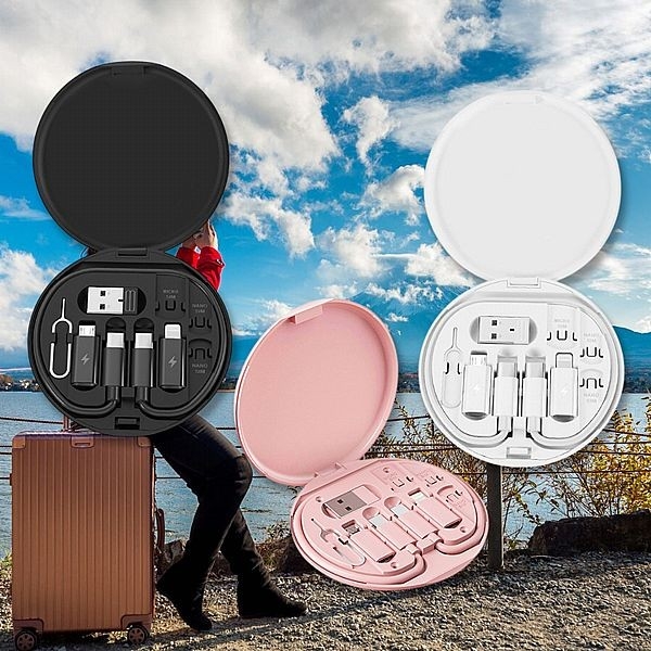 旅行便攜多功能充電線收納盒(1組入) 款式可選【小三美日】 DS025057 3C 外出 出國 上機 國旅