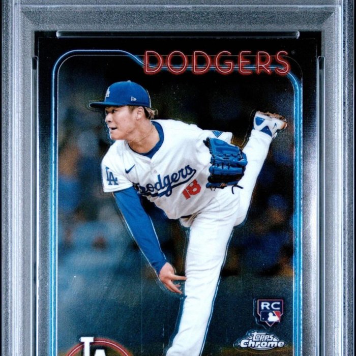 山本由伸PSA 9 RC金屬鑑定卡2024 TOPPS CHROME #18 YOSHINOBU YAMAMOTO