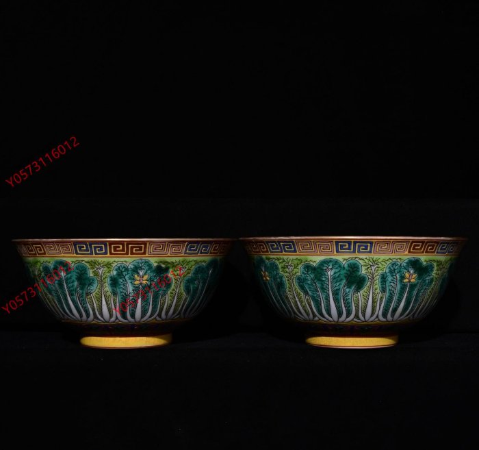 清雍正御制款琺瑯彩描金白菜紋碗，高7.7×16.5厘米60021118 | Yahoo拍賣