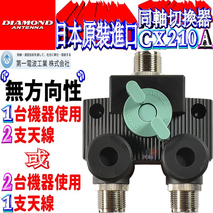 ☆波霸無線☆日本原裝進口DIAMOND CX210A同軸切換器無線電一入二