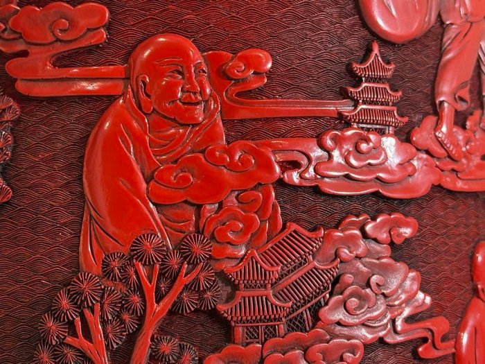 中國堆朱刻人物筒文房四寶| Yahoo拍賣