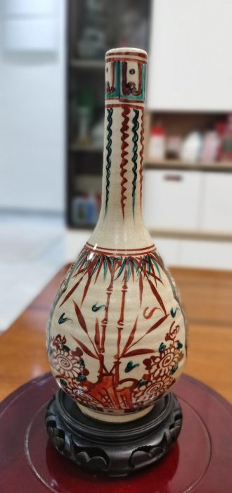 嚴選日本江戶時期青木木米初代作品，200年古董花瓶，底部手寫“木米造