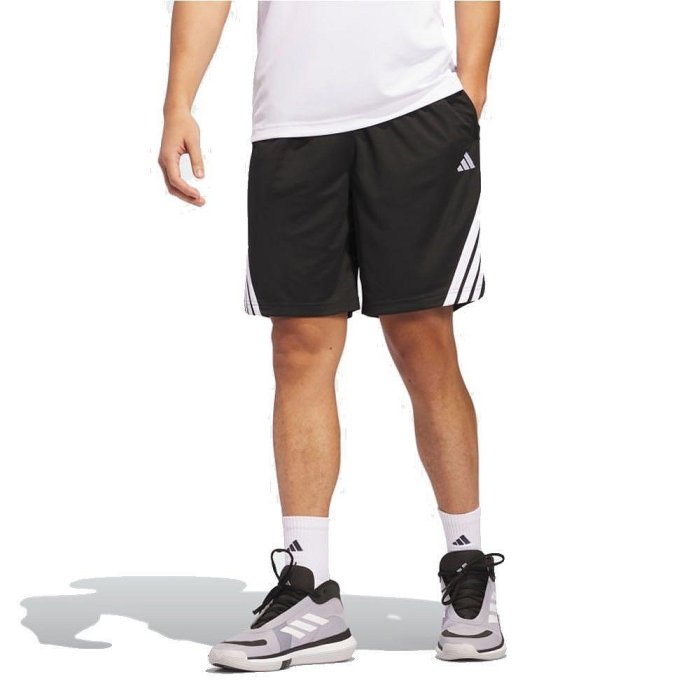 ADIDAS 3-STRIPES SHORT 男針織運動短褲 5吋運動短褲 吸濕排汗 JI7576 黑白