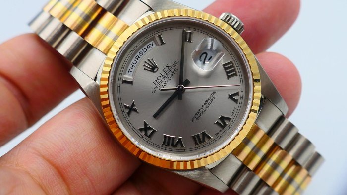 【美好時光】罕見型號勞力士ROLEX 18239BIC稀有三色金版本!全原裝超美品單錶一只RSC洗油保養完成( 18238 18239參考)