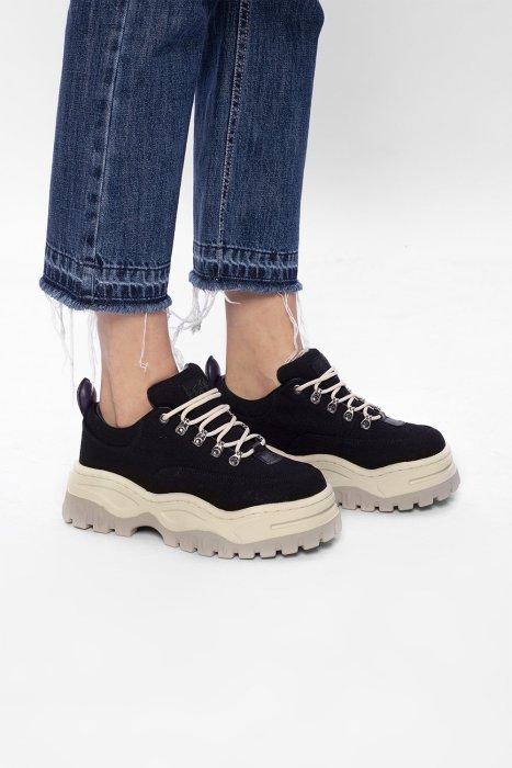 折扣預購】22春夏正品瑞典品牌Eytys Angel Sneakers 黑色帆布厚底鞋老