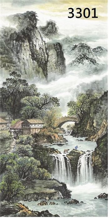 國畫 山水畫 三尺國畫山水畫風水畫瀑布家居辦公室畫 1