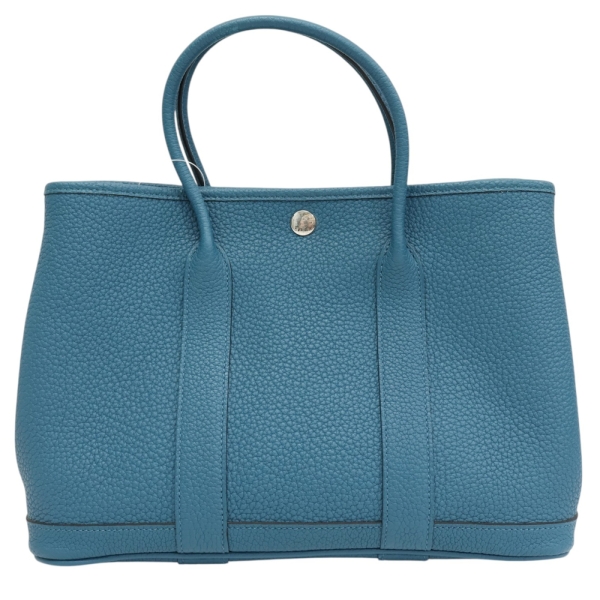 HERMES 愛馬仕 鈷藍色 牛皮 Garden Party 30CM 手提包 X刻 【二手名牌BRAND OFF】