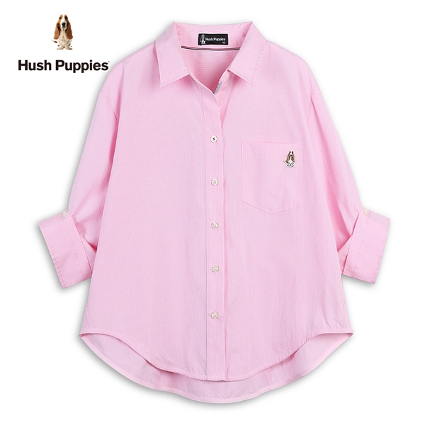 Hush Puppies 襯衫 女裝知性細條紋開襟七分袖襯衫