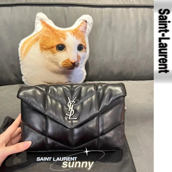 【SUNNY二手】YSL 聖羅蘭loulou puffer  mini 銀扣黑色小羊皮 枕頭包 肩背包鏈條包雲朵包