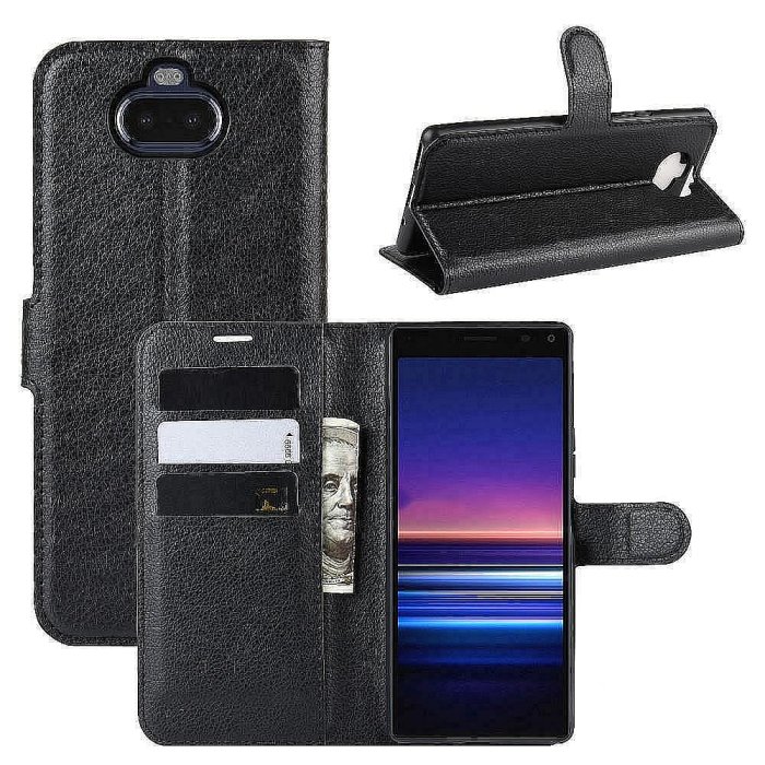 錢包帶卡槽支架翻蓋保護套 荔枝皮手機殼適用於索尼 10 ii 1 L1 III Xperia L3 Xperia
